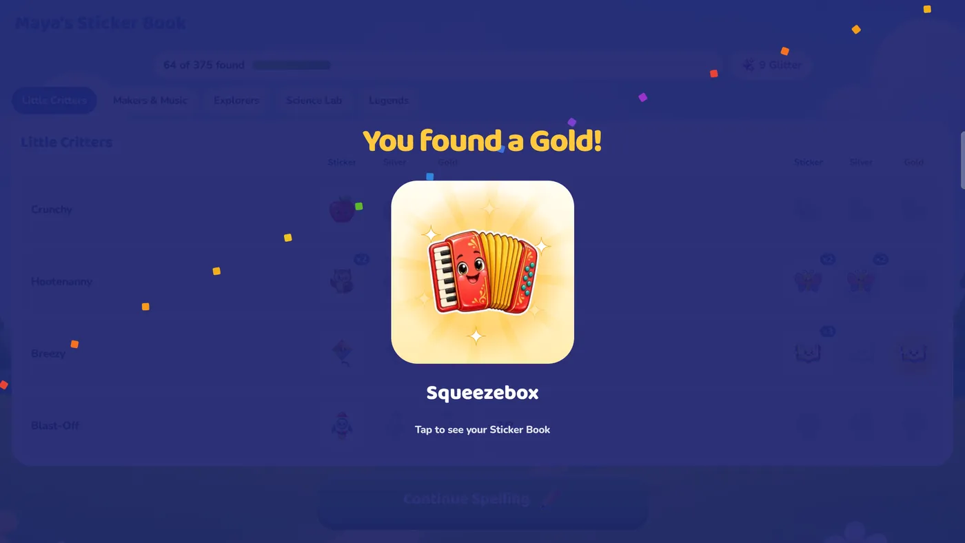 Some stickers turn up Silver or Gold (tablet)